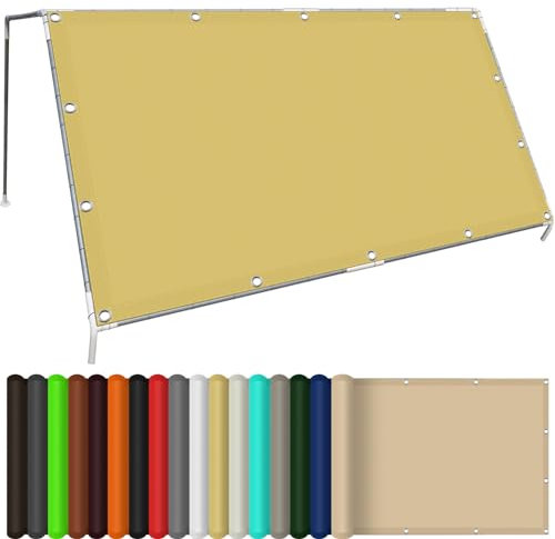 Sonnensegel Sonnenschutz 140 x 550 cm,(Nach Mass) Markisenstoff 98% Uv Schutz Wasserabweisend, Sonnenschutz Sonnensegel Sonnensegel Rechteck,Für Balkon Garten, Creme Farben