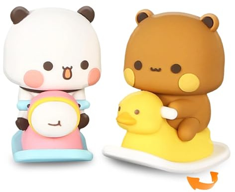 Zamety 2 Stück Bubu Dudu Wackelfigur Auto, Panda-Bär Kawaii Deko, Dudu Bubu Auto Deko Ornament, Bubu Dudu Kuscheltier, Wackelfigur Geschenk, Niedliche Armaturenbrett Auto Dekorationen