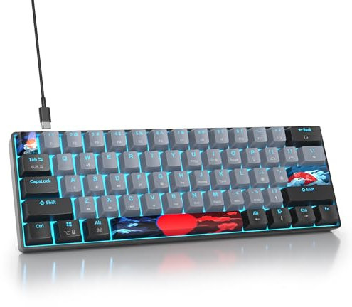 SbocKeeb 60% Tastiera Gaming, Tastiera Meccanica 60 Percento, Layout QWERTY Americana，Tastiera RGB con Illuminazione, Anti-Ghosting Compatta per PC/Mac