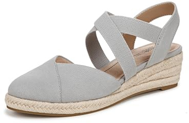 LifeStride Womens Kimball Espadrille Wedge Sandal Cloudy Grey 8 M
