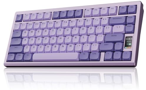 Chilkey ND75 LP Low Profile Aluminum Mechanical Keyboard, 75 Percent Wireless Gaming Keyboard w/Screen, Tri-Mode, Quick Disassembly, RGB Backlit Keyboard for Laptop Office PC (Purple)