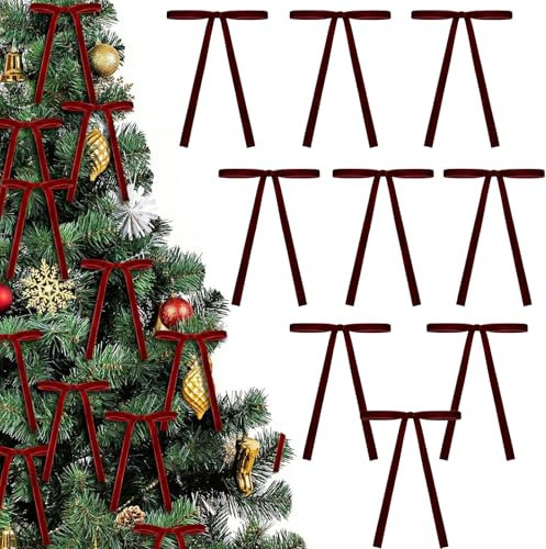 36 Piezas Lazos de Terciopelo Decoración Navideña,5 * 7 Pulgada Lazo Borgoña Navidad Decoración Arbol,Vintage Lazo Regalo Cinta Terciopelo para Coronas Boda Decoracion Hogar Interior y Exterior