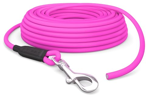 15m Schleppleine Hunde, Wasserfeste Hundeleine Rundleine ohne Schlaufe, Sichere Freilauf-Trainingsleine pink, bis 35kg
