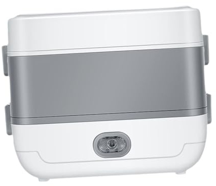 JISADER con Aislamiento de Alimentos, con Calentador eléctrico, Olla arrocera pequeña, vaporera de Acero Inoxidable para Oficina, Viajes, Doble Nivel