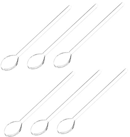 ELAYARD 6piezas Cucharas De Café De Vidrio Resistentes Al Calor Mango Para Leche y Postres Uso Doméstico y Bar