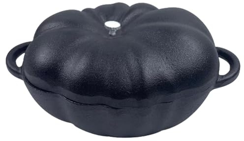 Pumpkin Pot Uncoated Household Cast Iron Cauldron Anti-scald Pumpkin Dutch Oven Pot with Lid Multifunctional Dutch Oven for Cooking Outdoor Picnic Camping