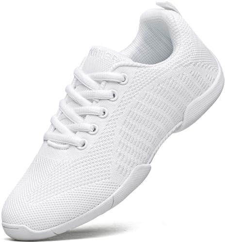 TUOTOM White Cheer Shoes for Girls Youth Cheerleading Shoes Dance Tumbling Sneakers Gymnastics Tennis Hip Hop Walking Sneakers 2 Little Kid