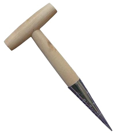 Molyorch Plantoir à Bulbes avec Pointe en Acier 28cm, Plantoir à Main Traditionnel en Acier Inoxydable, avec Manche en Bois Léger, pour la Plantation et la Distribution des Semences