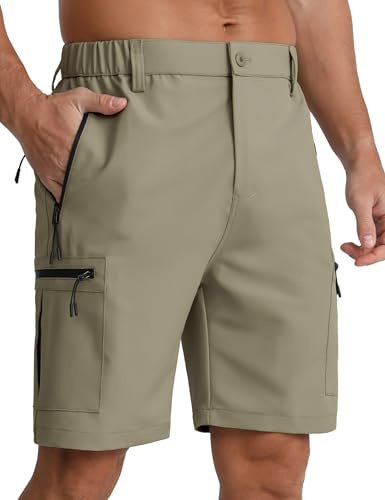 APTRO Short cargo pour homme avec cinq poches zippées - Pantalon de travail pour homme - Short de randonnée, Marron sable., XL