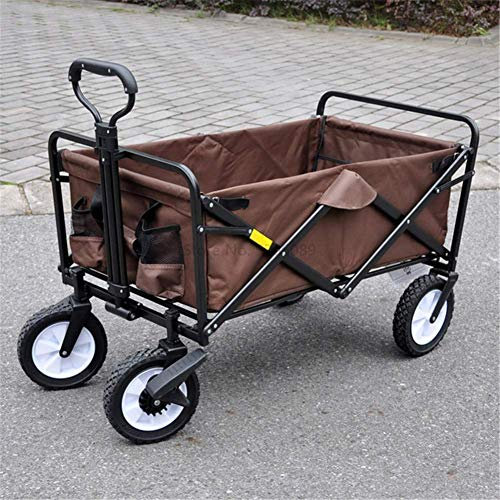 Chariot utilitaire pliable à 4 roues – Chariot de plage de jardin robuste pour sports de plein air et camping