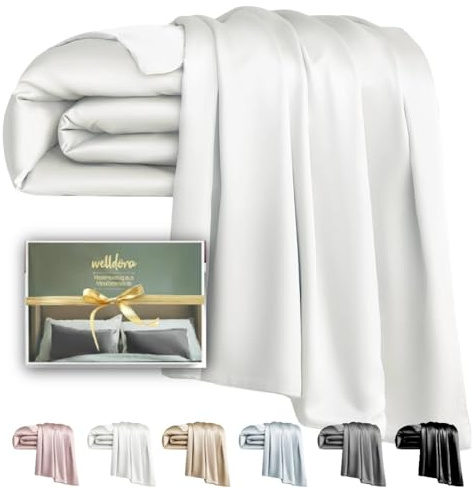Welldora Deckenbezug 135x200 | 100% Seide 22 Momme Elfenbeinweiß