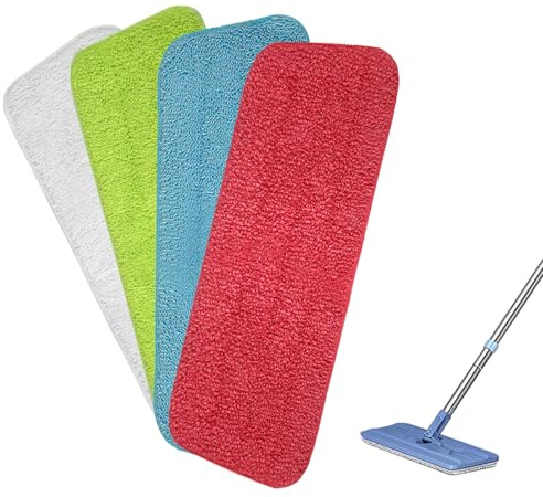 Lot de 4 serpillères en microfibre ultra absorbantes, réutilisables, lavables, pour nettoyer les sols stratifiés de cuisine, maison, carrelage, stratifié