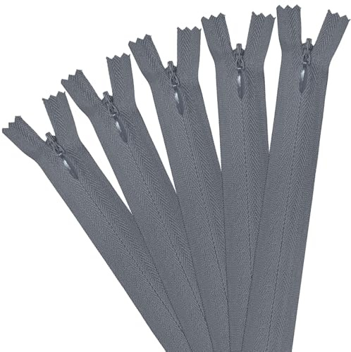 5 cremalleras invisibles, 40 cm/16 pulgadas de nailon, costura, cojines, faldas, pantalones, ropa y bolsos (Gris claro)