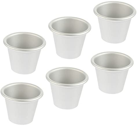 VALICLUD 6Pcs Non-Stick Round Cake Moulds Aluminum Baking Pudding Cups Household Tool for Egg Tart Muffin Cookie Baking