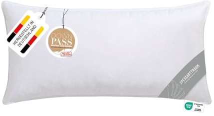 Spessarttraum Daunenkissen 40x80 cm | 3-Kammer Kopfkissen | Füllung (Außen) 100% Daunen | 100g | Allergiker geeignet (Nomite) | Oeko-TEX | Made in Germany