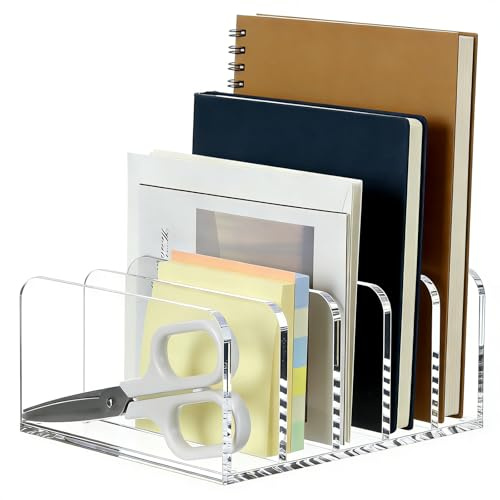 Acryl Briefablage - Schreibtisch Organizer 5 Fächer Transparent, Dokumentenablage Briefhalter, Post Organizer Briefständer für Büro Haus Schule