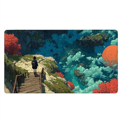 Tapis de Souris Gamer, 2000x1000mm Tapis de Souris XXL Gaming Grand, Clavier Lavable Desk Mat Bureau Caoutchouc Antidérapant Étanche, Bords Cousus, Gamer Ordinateur PC, Voyage Panoramique xR5-172