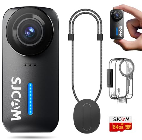 SJCAM C110 Plus - Mini action camera magnetica da 64 GB, 4K 170° Fov|Bodycam con registrazione audio e video, stabilizzazione a 6 assi, zoom 8x, videocamera portatile portatile impermeabile fino a 30