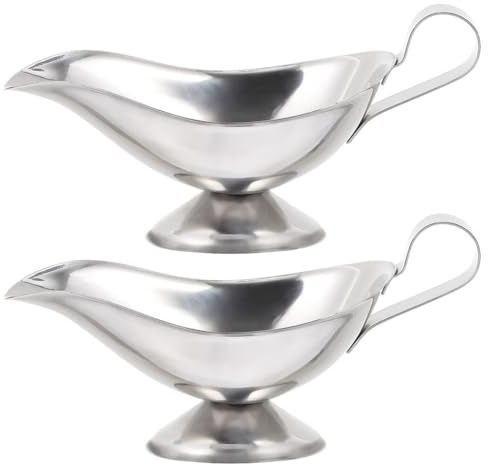 NUOBESTY 2 Salseras de Acero Inoxidable de 142 Ml (5 Oz), Ideales para Servir Salsas, Filetes Y Ensaladas, O Como Recipiente Plateado para Condimentos en La Mesa.