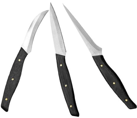WATIIFUFU Set da 3 Coltelli da Intaglio per Frutta Manico in Legno, Utensili da Cucina per Incisione e Taglio di Verdura, Strumenti Pratici per Uso Domestico e Ristorazione