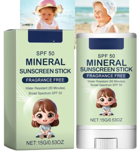 Mineral Sunscreen Stick SPF 50,Tinted Sunscreen & Sun Block Stick for Face
