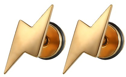 JewelryWe Schmuck Damen Herren Ohrstecker Edelstahl Blitz Flash Ohrringe Ohr-Piercing, Silber Gold Schwarz