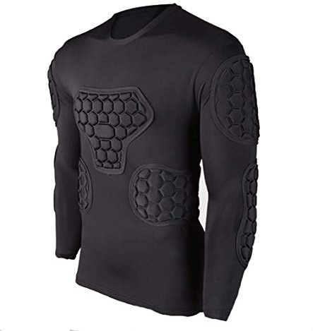 Lalander Protektorenshirt Protektoren Shirt Gepolstert Sportanzug/Schutz Bekleidung für Fußball Basketball Paintball Kampfsport Rugby