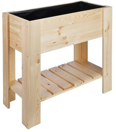 HI Mesa de Cultivo Madera de Pino Plantas Agricultura Huerta Casa Hortalizas Verduras Frutas Macetas Tiestos Plantación Jardinería Vivero 92x41x80 cm