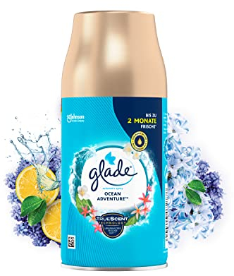Glade (Brise) Automatic Spray Nachfüller, Raumduft, Lang Anhaltender Geruchsentferner, Duftspray für Zuhause, Ocean Adventure, 4er Pack (4 x 269 ml)