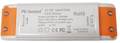 LED Trafo 24 Volt DC 60 Watt Gleichspannung Netzteil Treiber Leuchmittel Transformator Driver Niedervolt 60W LED-Transformator