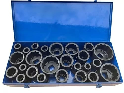 25 Tlg. Steckschlüssel Set 1“ Zoll Druckluft Schlagschrauber Nüsse Satz 12 Kant EXTRA große 17 bis 75 mm Impact Socket Set LKW Bus Traktor Landmaschinen Schiff Steckschlüsseleinsätze