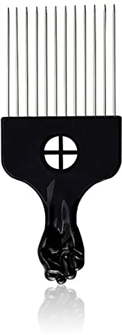 IRYNA Metal Afro Comb Professional Smooth Hair Pick Wide Tooth Hair Pick Comb for Curly Hairdressing Styling Tool, Pack of 1