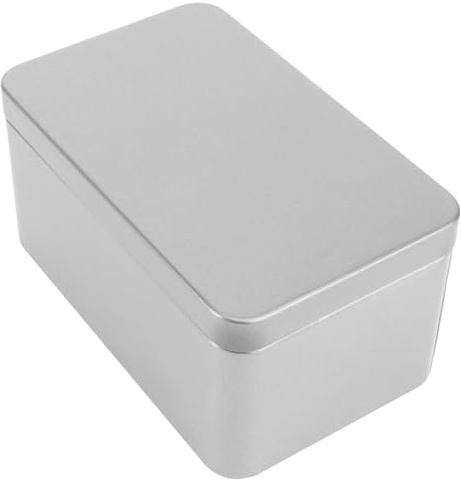 DOITOOL Rectangular Tinplate Box 5.1X3.1X2.4 Inch Portable Tea Leaf Storage Container with Airtight Lid Silver Metal Box for Candies Snacks Home Organizer