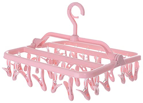 GmeDhc Stendibiancheria con 32 Pinze, Stendino per Calzini Pieghevole, Stendino in Plastica Girevole, Per Bambini Vestiti, Biancheria Intima, Calzini, Asciugamano