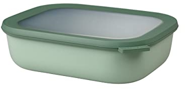 Mepal Multi Bowl Cirqula Rectangular - Mikrowellen Geschir - Geeignet als Luftdichte Aufbewahrungsbox für den Kühlschrank, Mikrowellengeschirr & als Frischhaltedosen - 2000 ml - Nordic sage