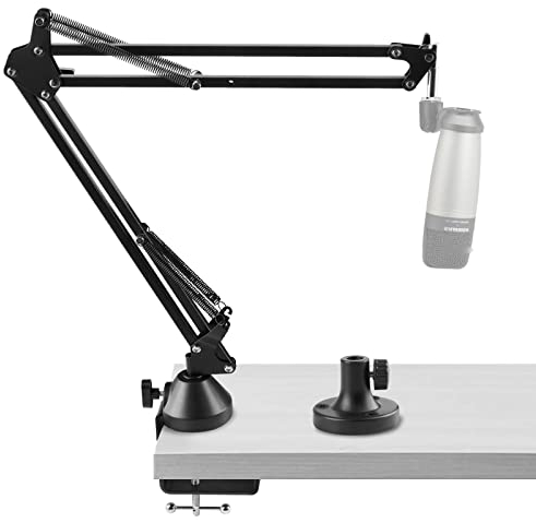Geekria for Creators Mikrofonarm Kompatibel mit SAMSON Technologies Q2U, Q9U, G-Track Pro, Q7x, Q8x Mikrofonarmhalterungsadapter mit Tischflanschhalterung, Mikrofonscherenarm, Tischhalterung