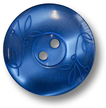 8er Set blau schimmernde Zweilochnöpfe mit floralem Motiv. Ø: ca. 15mm!