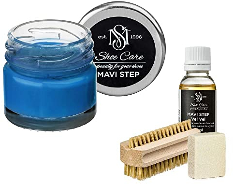 MAVI STEP Aurora Schuhpflegeset aus Wildleder und Nubuk - Luxus Schuhpflege Set - 122 himmelblau, 123 Violett, Einheitsgröße