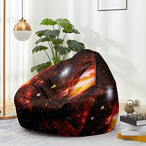 FANSU Sitzsack Waschbar 3D Sternenklarer Himmel Sitzsack Ohne Füllung Sitzsäcke für Kinder Erwachsene Sitzsack Outdoor Indoor Stofftier Aufbewahrung mit Reißverschlus (70x80cm,Sonnensystem)