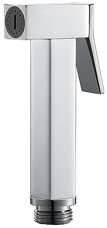 SWHC Doccetta per Bidet con Tubo in Acciaio Inossidabile da 1,5 M Doccetta Bidet con Pistola a Spruzzo Quadra Doccino per Bidet con Base Quadrata Doccetta Bidet per WC con Ingresso Acqua