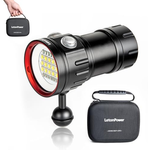 LetonPower B15 Torcia subacquea,8000Lumens Super Bright Underwater 80m Video Light,Scuba Dive Light, uso ad alta frequenza per gli sport subacquei all'aperto