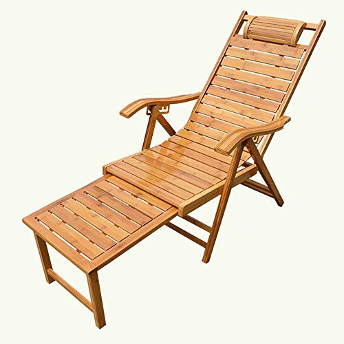 PACUM Klappstuhl, Faltbarer Teleskop-Bambusstuhl, für den Innen- und Außenbereich, Siesta-Loungesessel, älterer Freizeitstuhl, Strandstuhl Vision