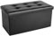 COSYLAND Pouf de Rangement Pliable en Similicuir avec Couvercle - Banc Coffre Multifonction 76x38x38cm - Tabouret Repose-Pieds 200kg - Ottoman de Salon Espace de Stockage Caché, Noir