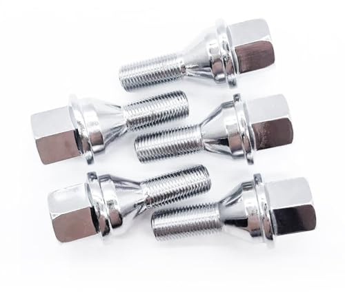 Yumfugu Paquete de 5 pernos de rueda de coche, pernos de rueda M12 x 1.25, vástago de 26 mm, hexagonal de 19 mm de longitud, compatible con Jeep Cherokee, Liberty, Renegade, Compass (plata)