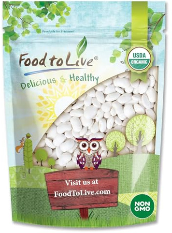 Food to Live Organic Great Northern Beans, 2 Pounds – Dried, Non-GMO, Kosher, Raw, Sproutable, Bulk Seeds, Product of the USA