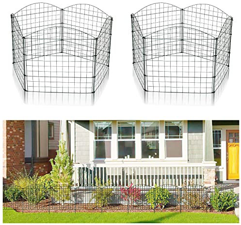 Aopunly Lot de 22 clôtures de jardin - Clôture d'étang - Enclos extérieur - Clôture en treillis métallique - 10 éléments de clôture et 12 barres de fixation (arc supérieur)