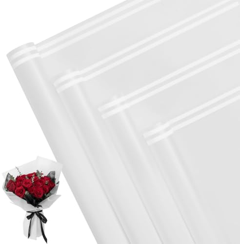 FOXOGO 30 Blatt Blumen-Geschenkpapier, Stufenweise Mattes Blumenstrauß Papier Wasserdichtes Blumen Papier 58 x 58 cm für Floristenbedarf, Verpackung, Hochzeit, Geburtstagsgeschenk (Weiß)
