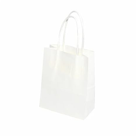 Papiertüten Mit Griffen 10/20/30/50 stücke Mini Kleine Kraft Papier Tasche mit Griffen Festival Geschenk Tasche Candy Einkaufstaschen Papiertragetaschen(White,12X15X6CM (Mini)_30PCS)