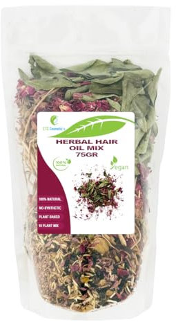 Mélange d'huiles capillaires à base de plantes - 75 gr - 18 herbes essentielles brutes pour infusion d'huile | Herbes indiennes 100% naturelles