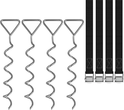 Baunsal® Sturmsicherung 4 x (SL) für Trampoline Befestigung Boden Sturmanker Trampolin Sturmhaken Bodenanker Sturmsicherung Vorzelt Sturmsicherung Gartenhaus Erdnägel Sturmsicherung Pavillion